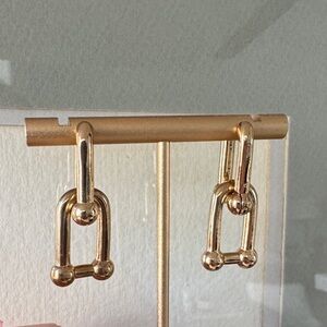 Gold Link Hardware Drop Earrings - Women Jewelry